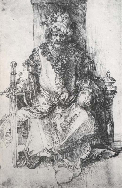 Albrecht Durer An orinetal Ruler Enthroned with traces of the artist-s monogram China oil painting art